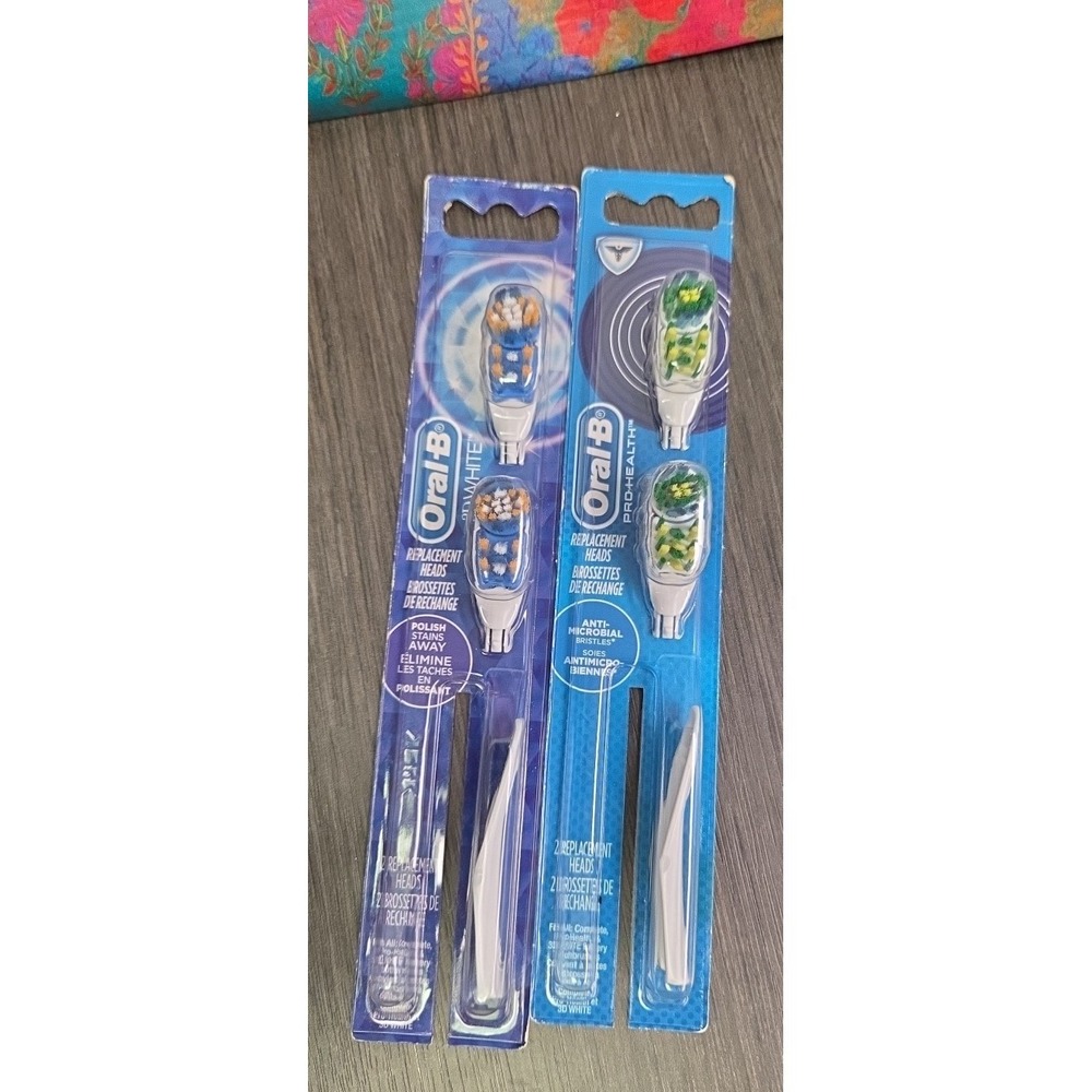 Oral-B Replacement Heads Pro-Health & 3D White 2 Packs‎ of 2 Pcs. New Sealed